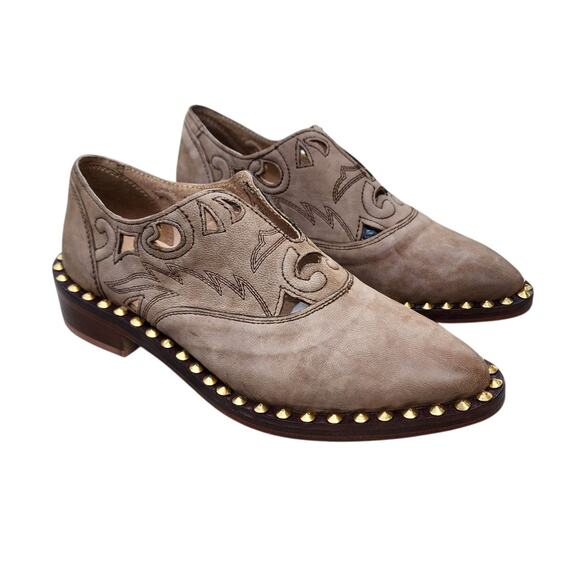 Free People Shoes - Free People Twin Falls Leather Studded Cowgirl Loafers 36